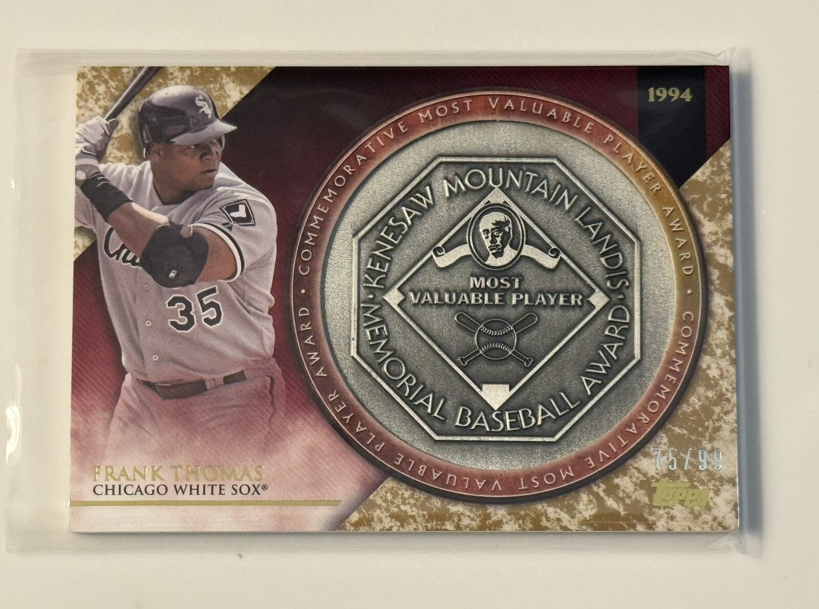 75/99 Frank Thomas 2017 Topps Update MLB MVP Award Medallions Card #MVPR-FT SOX*