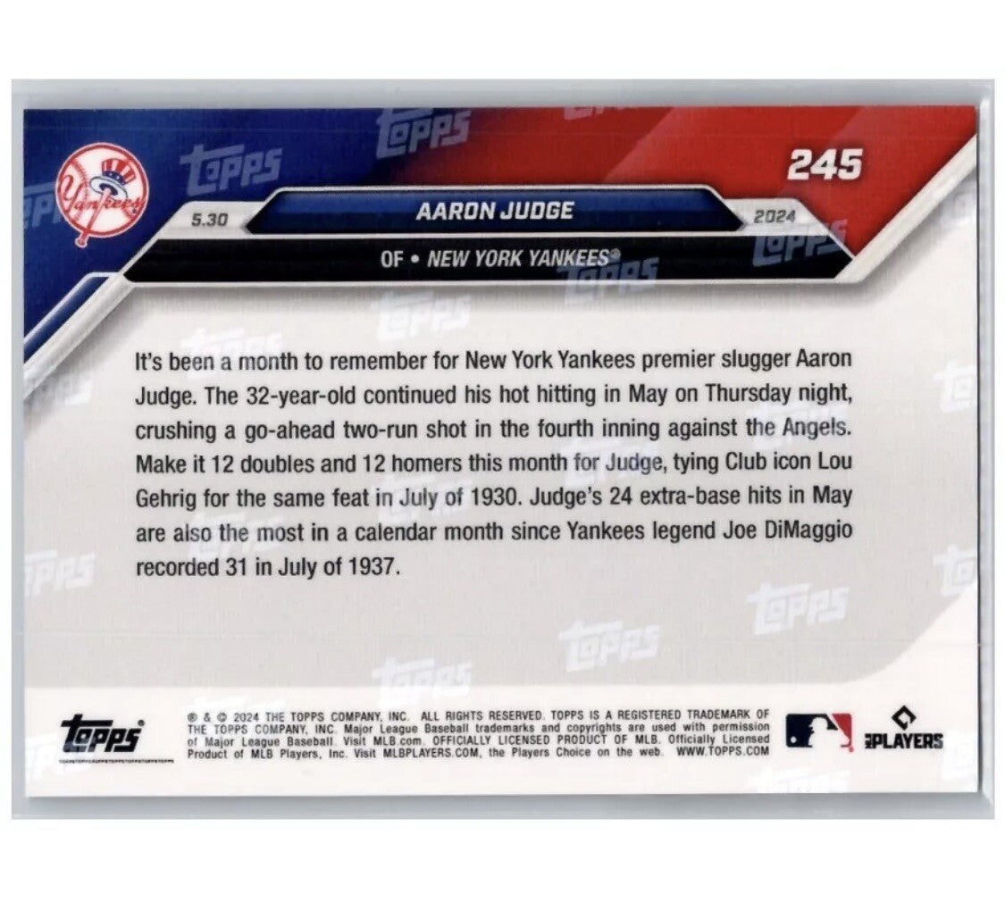 All Rise! 39/49 Aaron Judge New York Yankees 2024 MLB TOPPS NOW Card 245 LIMITED