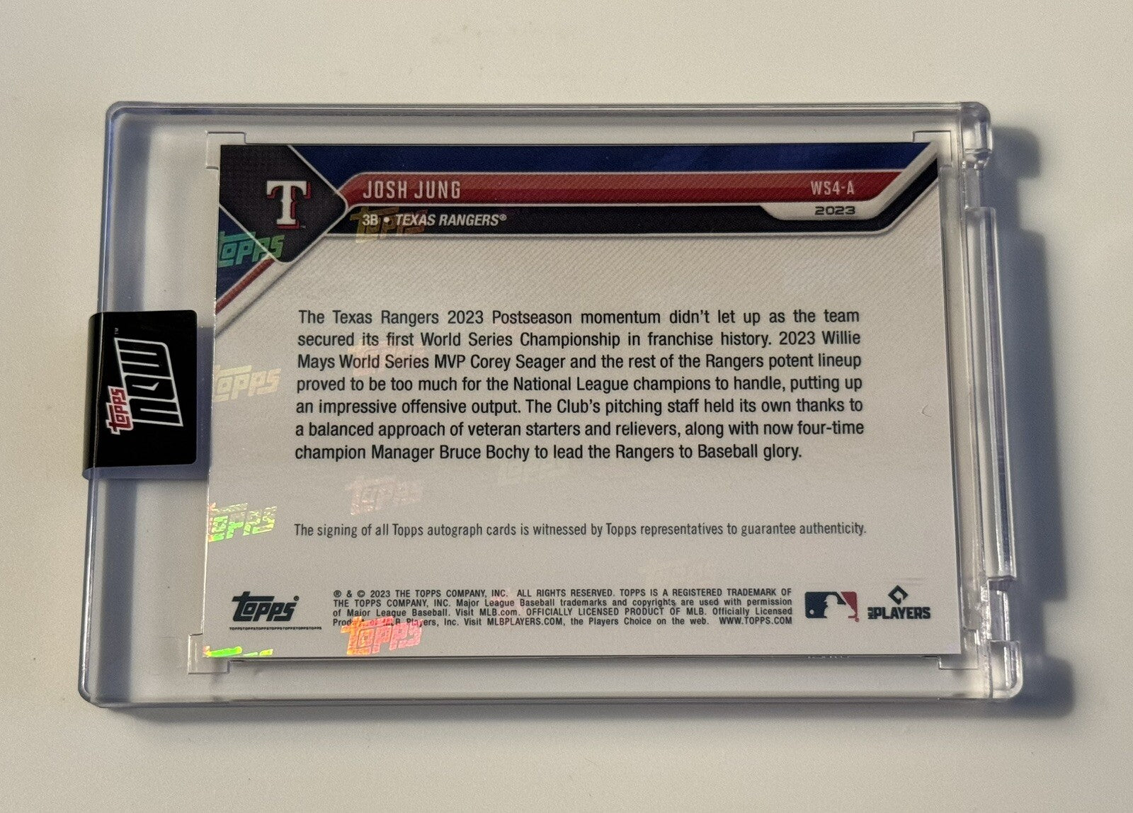 9/10* Josh Jung RC 2023 Topps NOW World Series Champs On Card Auto Texas IN HAND
