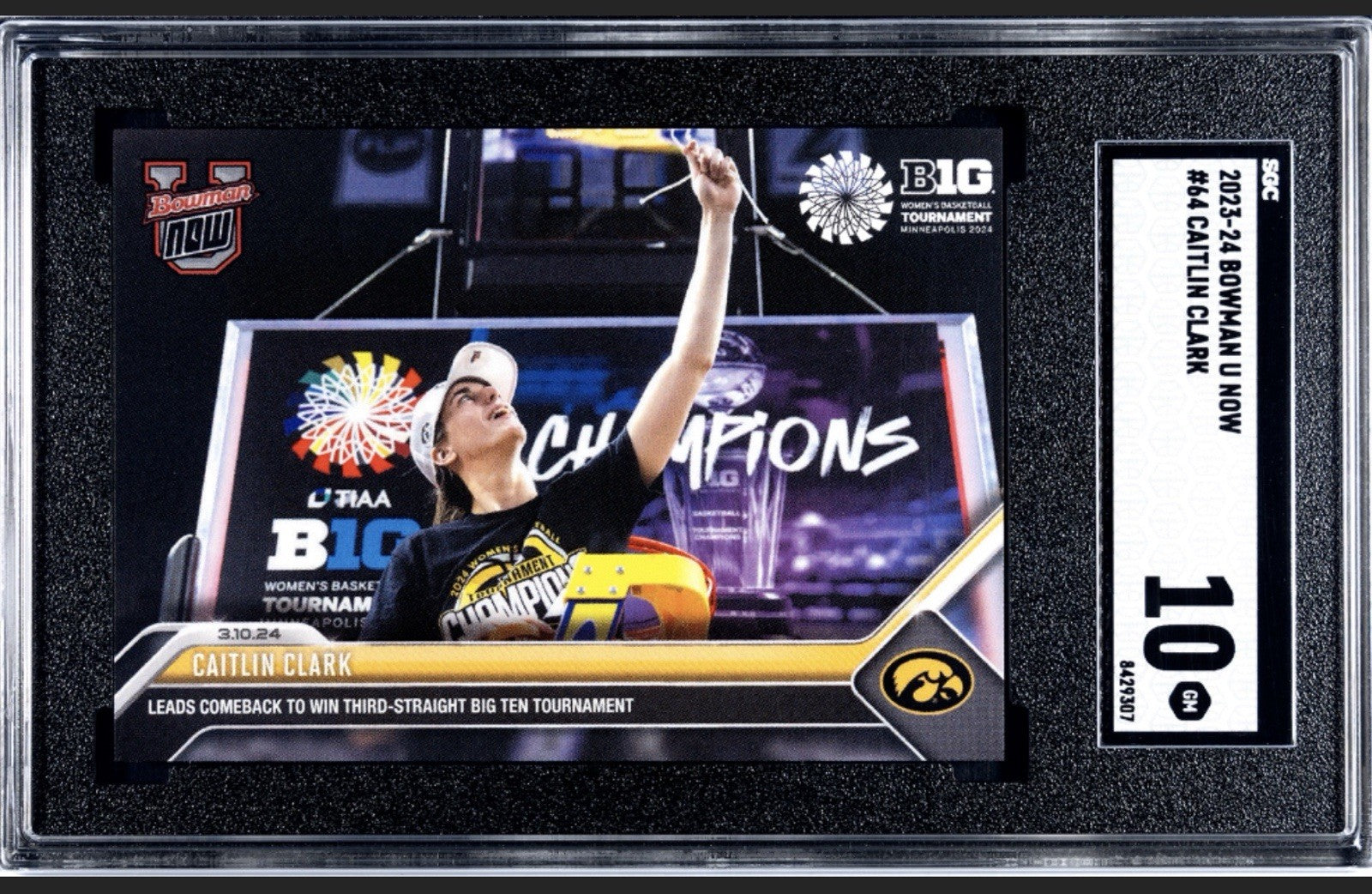 LIMITED 2023 Topps Bowman U Now Caitlin Clark Rookie* Basketball Card #64 SGC 10