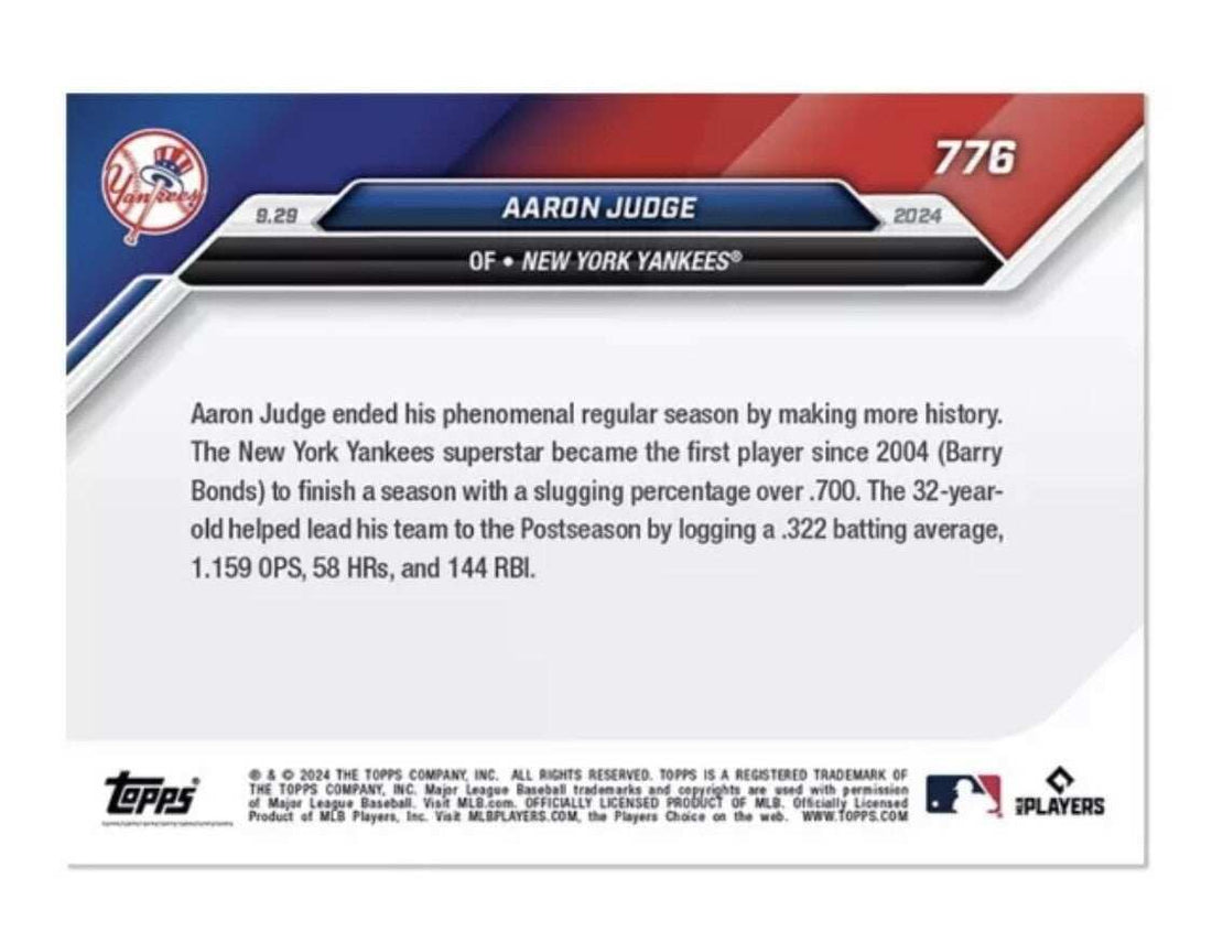 Aaron Judge 2024 Topps NOW MLB baseball card New York Yankees slugging record