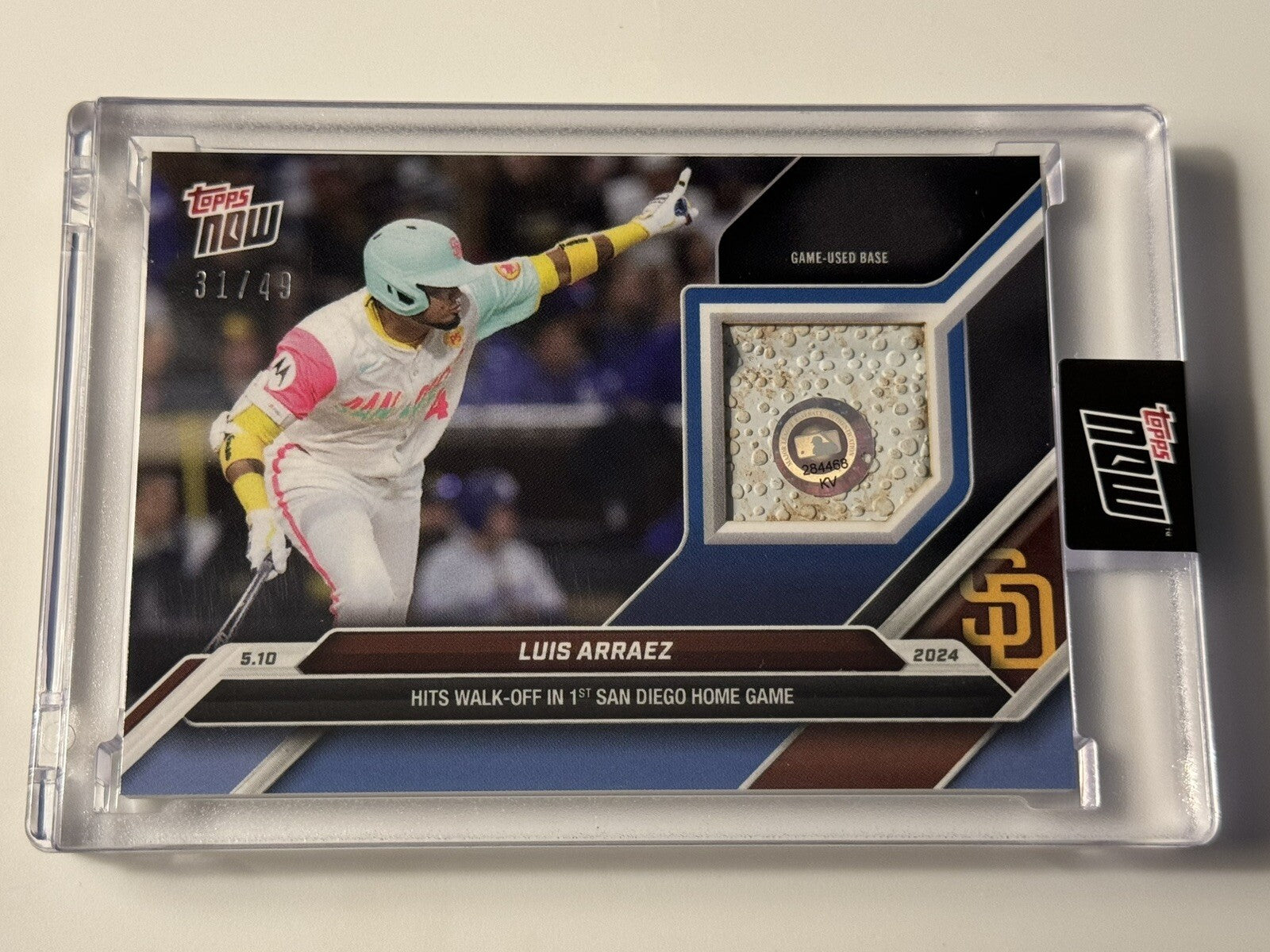 31/49* Luis Arraez 2024 MLB TOPPS NOW #177A Game-Used Base Relic - MLB SD Padres