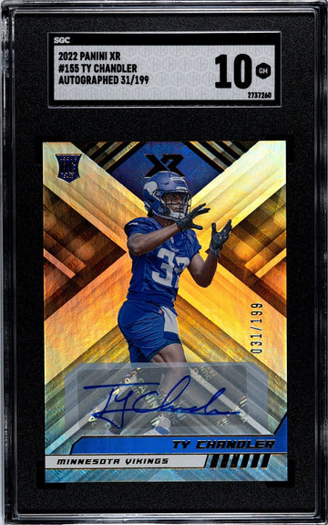 Ty Chandler* 31/199 Rookie Auto 2022 Panini XR NFL Minnesota Vikings #155 SGC 10