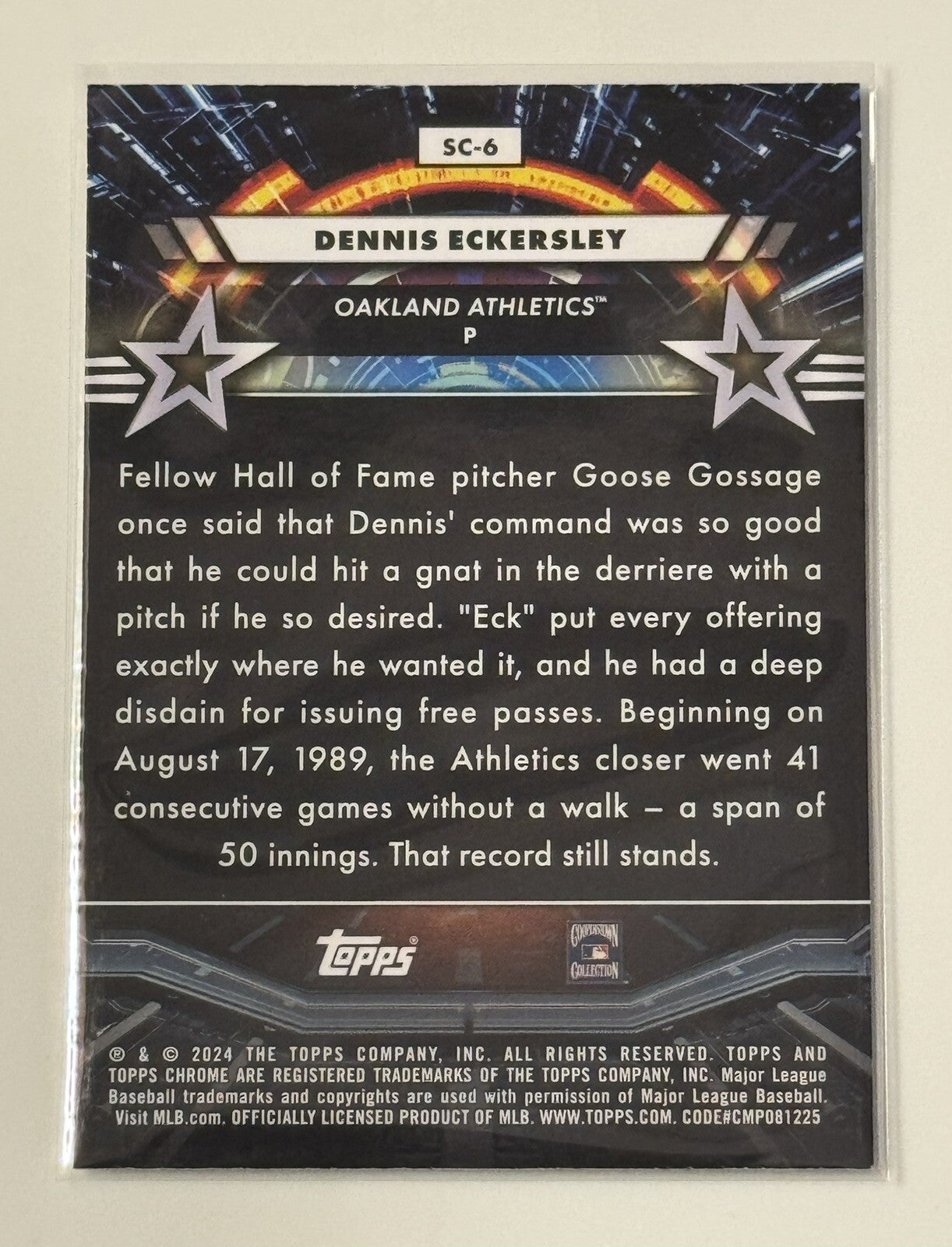 2024 Topps Cosmic Chrome Star Command Dennis Eckersley MLB Oakland Athletics SC6