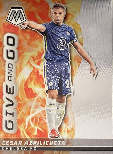 Cesar Azpilicueta 2021-22 Panini Mosaic Give and Go Silver Mosaic Prizm Card #23