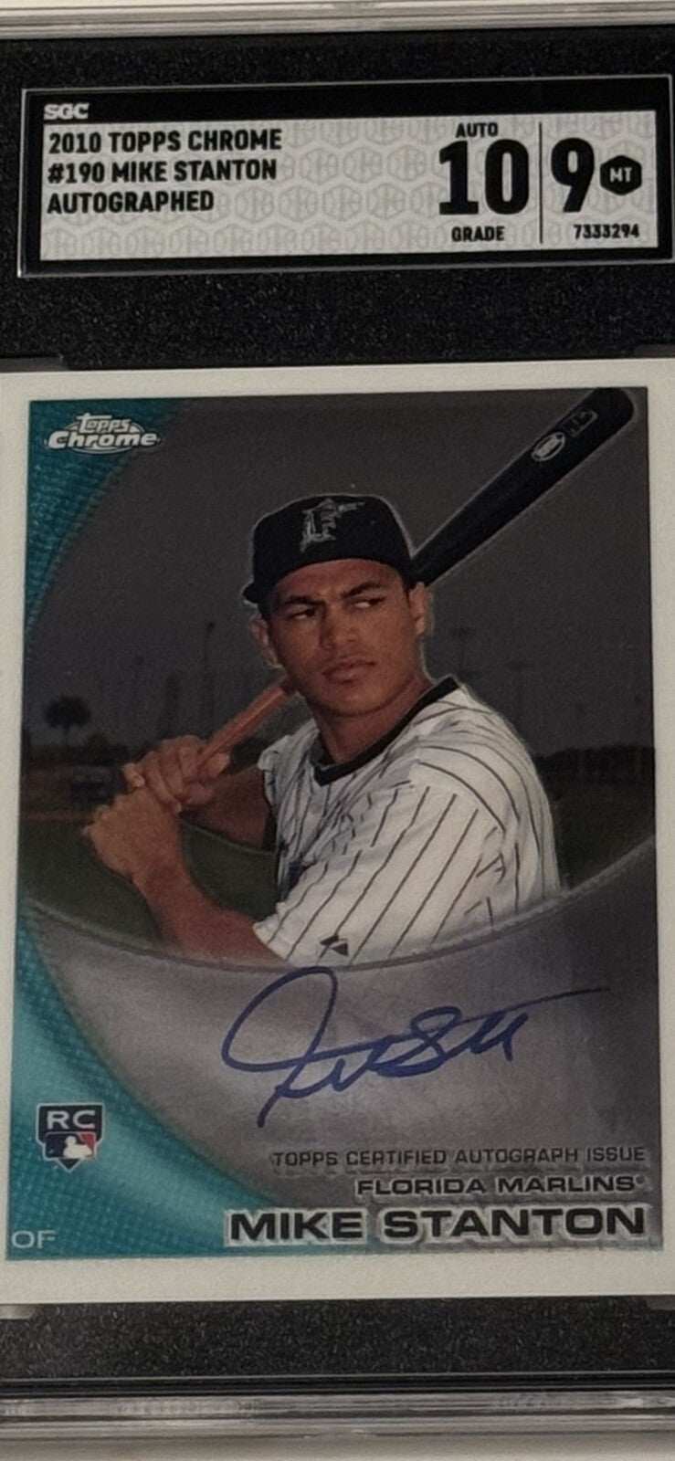 2010 Topps Chrome Mike Stanton Giancarlo Stanton rookie autograph baseball card SGC 9/10 graded