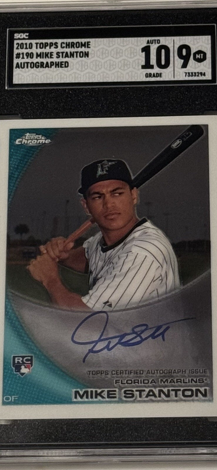 Giancarlo/Mike STANTON RC AUTO 2010 Topps Chrome Rookie #190 NY Yankees SGC 9/10