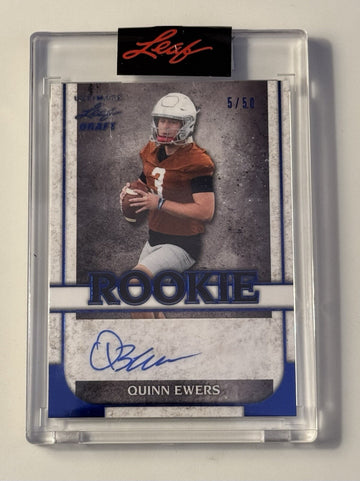 5/5 Quinn Ewers RC* Auto 2022 Leaf Ultimate Draft TEXAS Longhorns - Card #RA-QE1