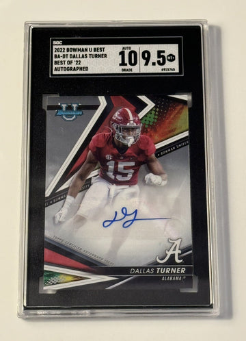 Dallas Turner RC* Autograph 2022 Bowman’s Best Alabama Crimson Tide Card SGC 9.5