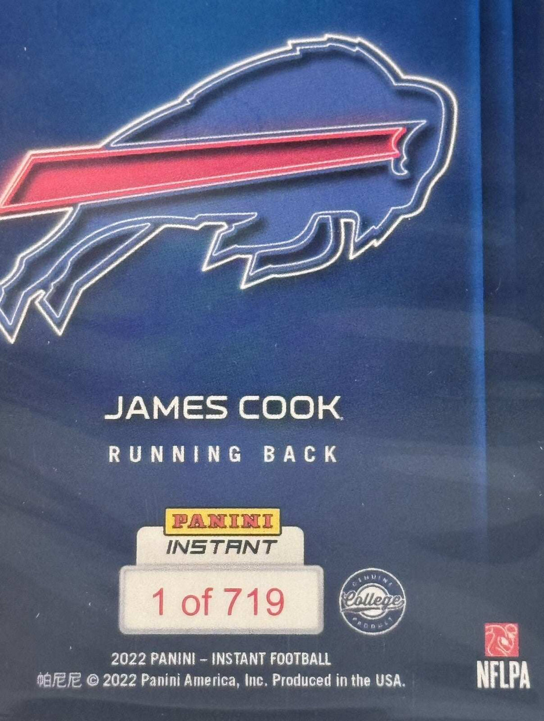 2022 Panini Instant James Cook NFL Draft Night graded 10 rookie card Buffalo Bills