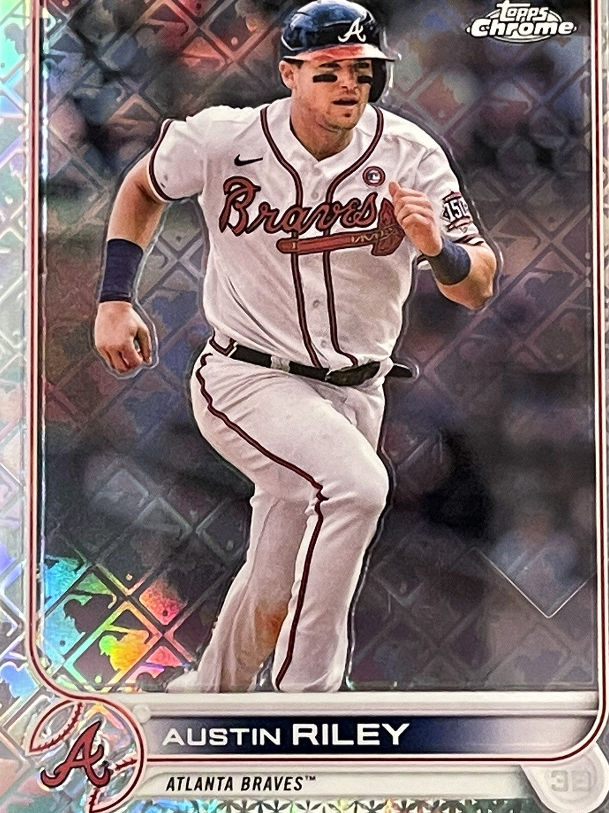 2022 Topps Chrome Austin Riley Refractor Card #28 MLB Atlanta Braves WS CHAMPION