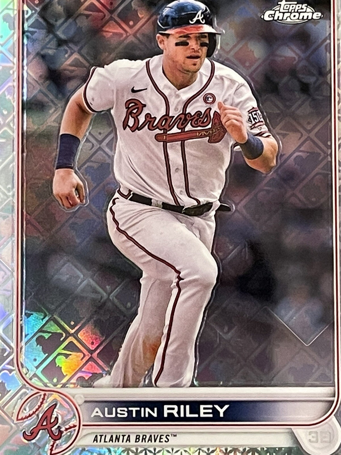 2022 Topps Chrome Austin Riley Refractor Card #28 MLB Atlanta Braves WS CHAMPION