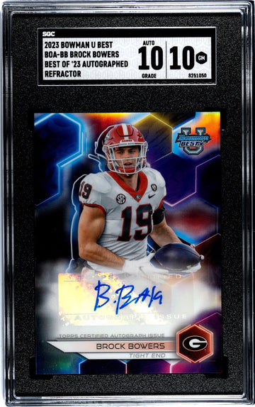 2023 Bowman U Best Of 23 Brock Bowers RC Autograph Refractor UGA Bulldogs SGC 10