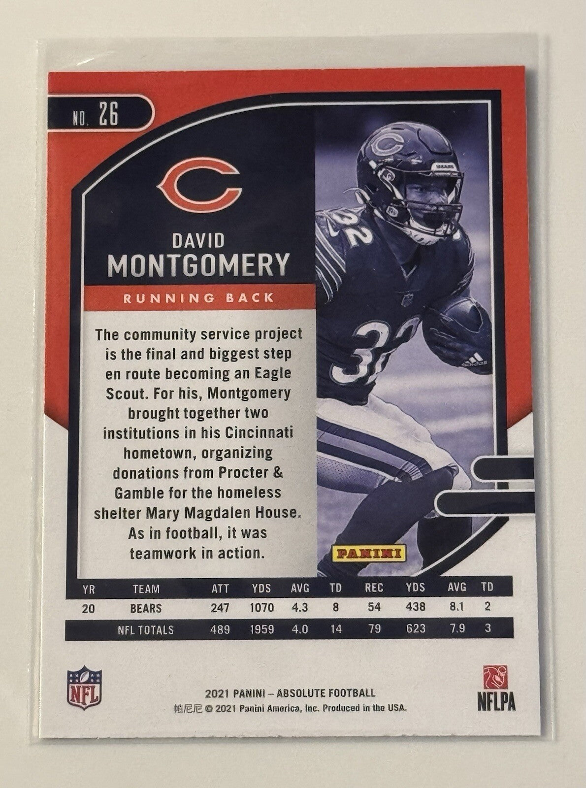 2021 Panini Absolute David Montgomery* Silver Parallel NFL Chicago Bears Card 26