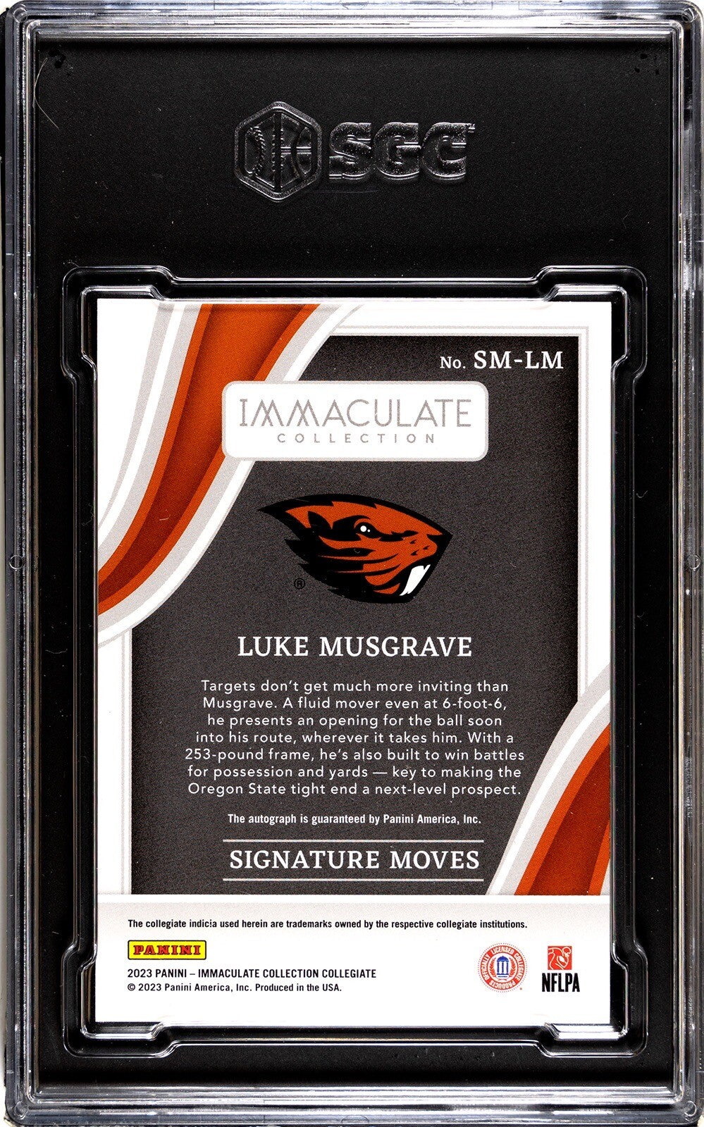 2023 Panini Immaculate Luke Musgrave 36/49 RC Auto Rookie OS Bears/Packers SGC 8
