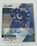 9/35! Aidan McDonough RC AUTO NHL 2023-24 UD ALLURE Red Rainbow Canucks Card 125