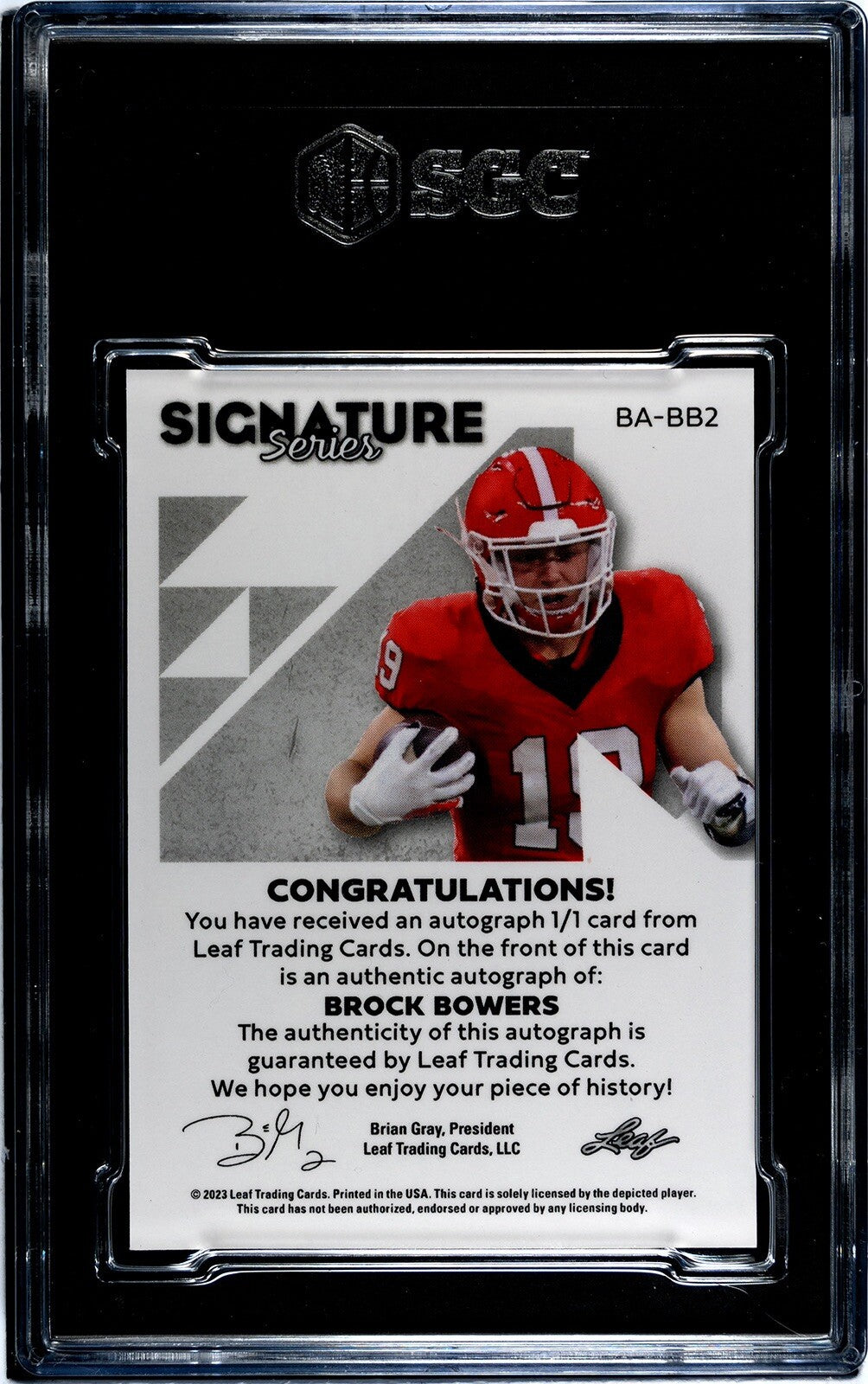 1/1 Brock Bowers RC Auto - 2023 Leaf Signature Series Street Art - UGA - SGC 10!