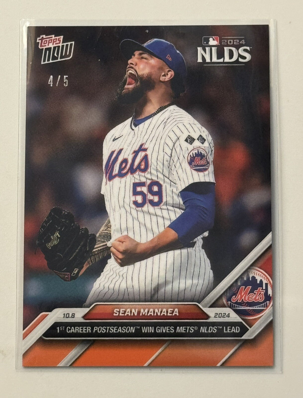 4/5* Sean Manaea* 1st Postseason Win Mets 2024 MLB Topps NOW - NY Mets Card 814*
