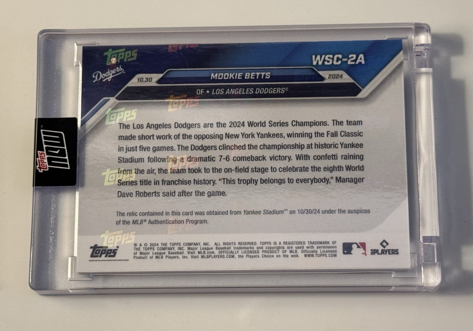 35/49* MOOKIE BETTS 2024 TOPPS NOW WORLD SERIES GAME-USED CONFETTI WSC-2A SEALED