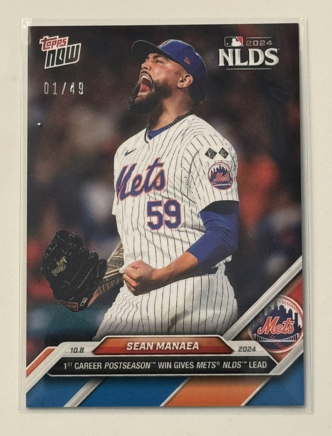 1/49* Sean Manaea* 1st Postseason Win Mets 2024 MLB Topps NOW - NY Mets Card 814