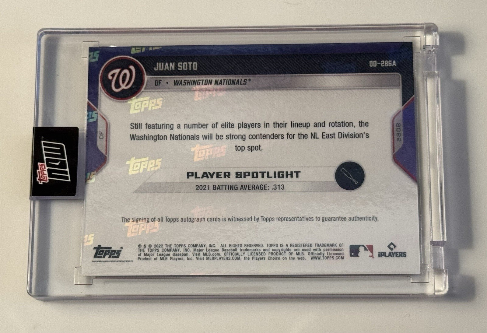 97/99* Juan Soto Autograph* 2021 Topps Now Road to Opening Day MLB Card #OD-286A