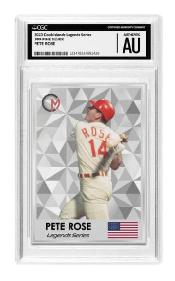 Pete Rose* Legends Serles: - 2023 Cook Islands - Made W/.3 Grams of SILVER PF 10