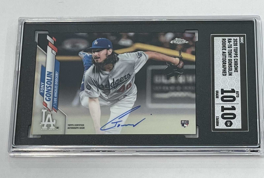 Tony Gonsolin rookie autograph baseball card Los Angeles Dodgers SGC 10 Topps Chrome