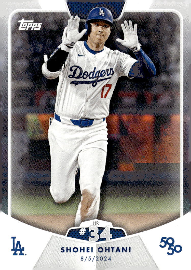 50/50 LIMITED EDITION! Shohei Ohtani MLB LA Dodgers 2024 TOPPS NOW Season #HR 34