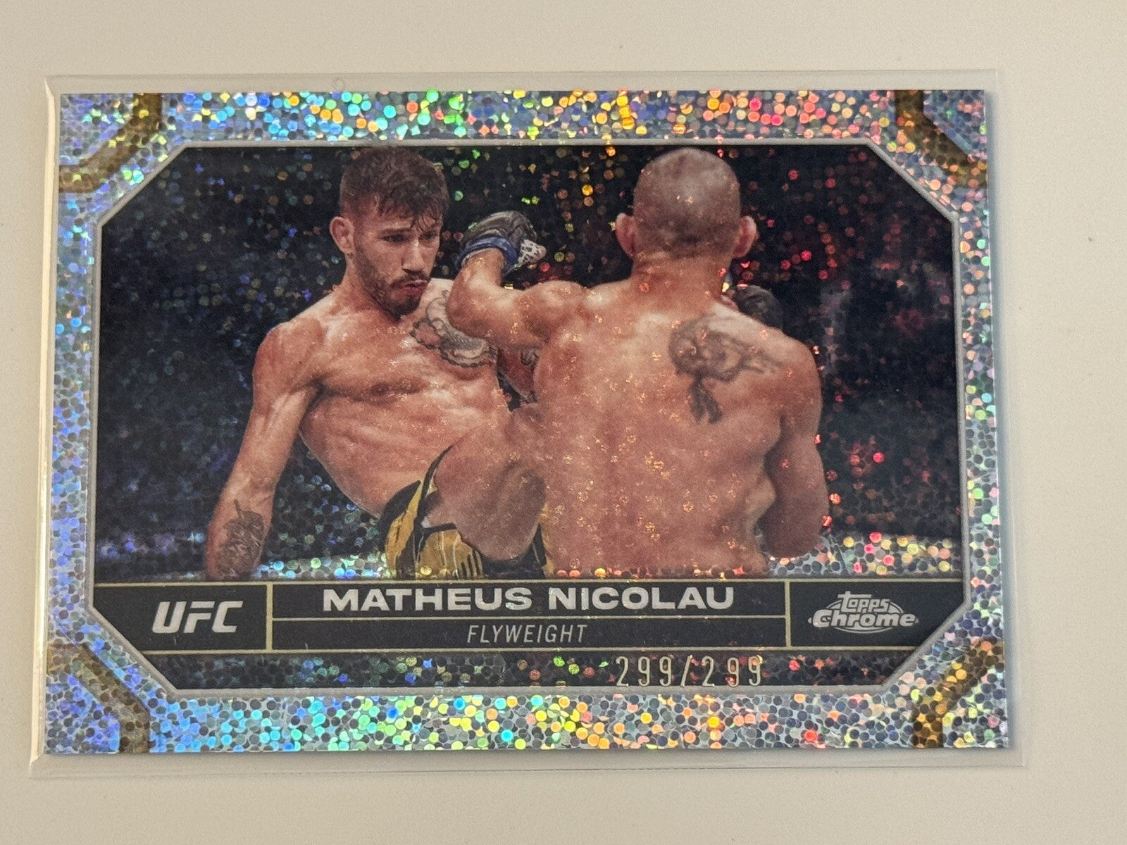 2024 Topps Chrome UFC /299 Matheus Nicolau Flyweight - Prizm Refractor Card #128