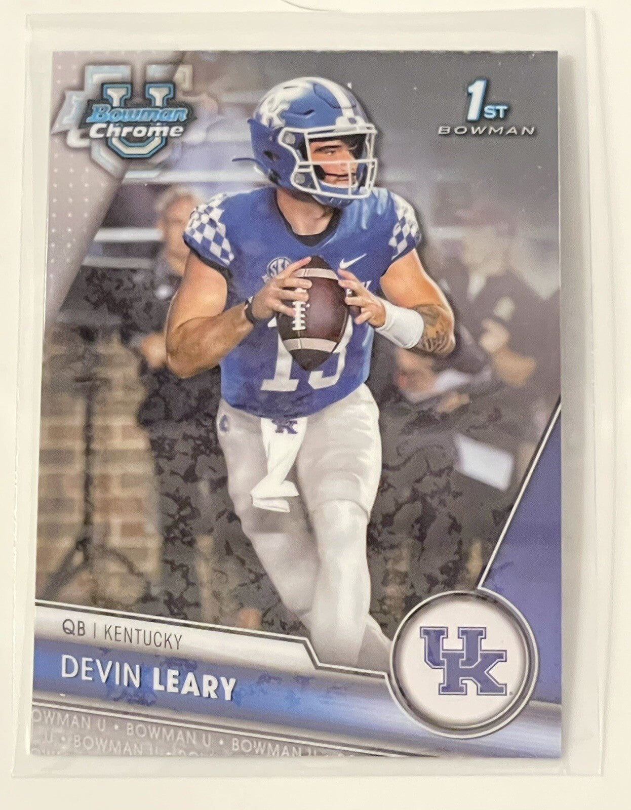 2023 1st Bowman Chrome University Devin Leary RC NCAA Kentucky Rookie - Card #56