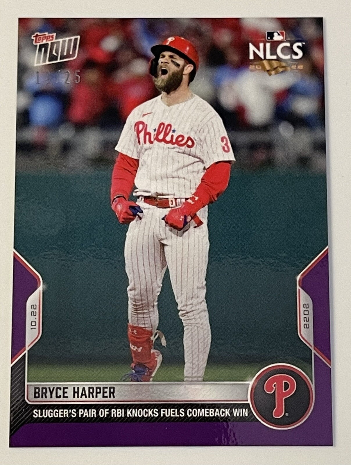 Bryce Harper* 13/25 2022 MLB TOPPS NOW 2 HR NLCS Card #1118 MLB Phillies - NLCS*