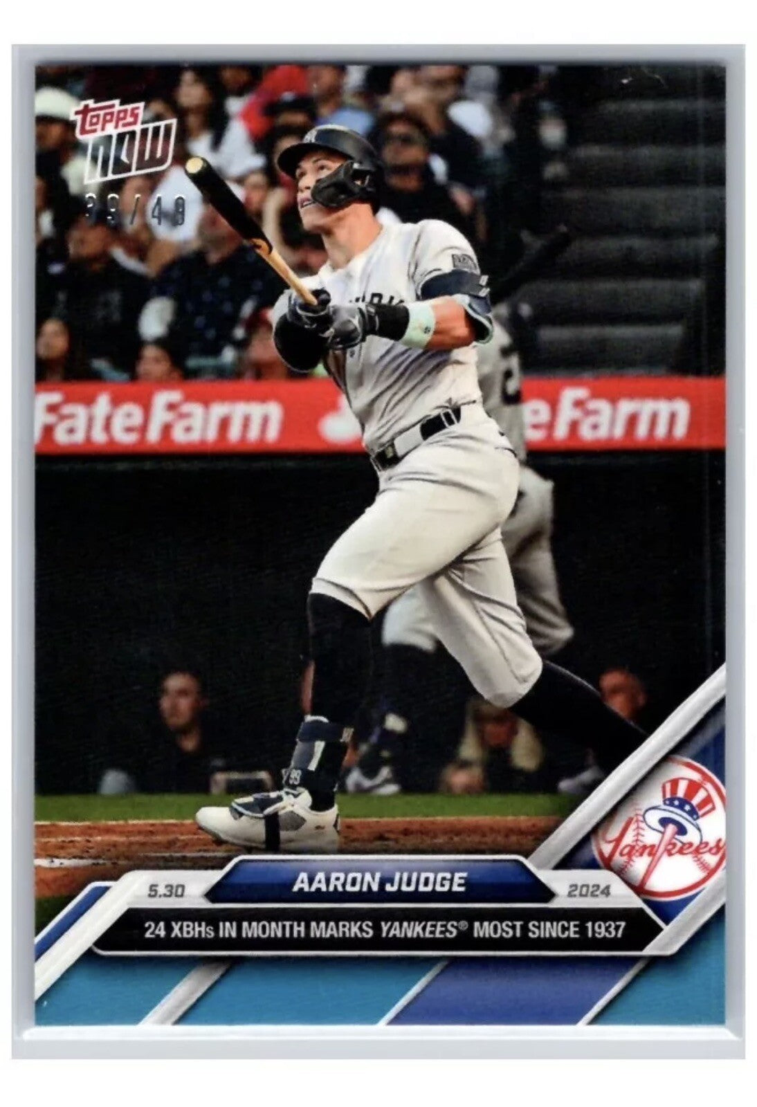 All Rise! 39/49 Aaron Judge New York Yankees 2024 MLB TOPPS NOW Card 245 LIMITED