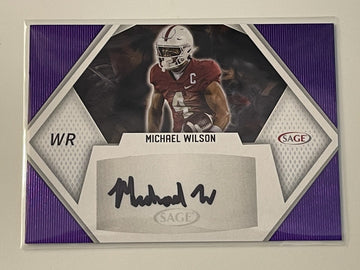 2023 SAGE High Series Auto Red Michael Wilson RC Auto Blue A-MW Stanford Rookie