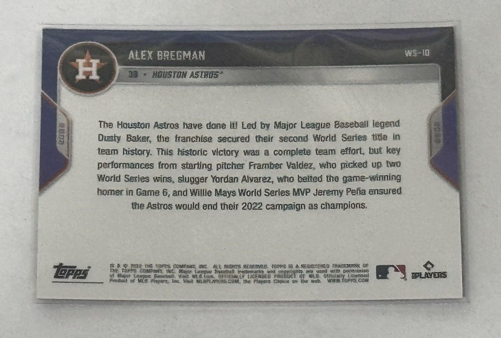 Alex Bregman* - 2022 Topps Now MLB Houston Astros World Series Champions #WS-10*