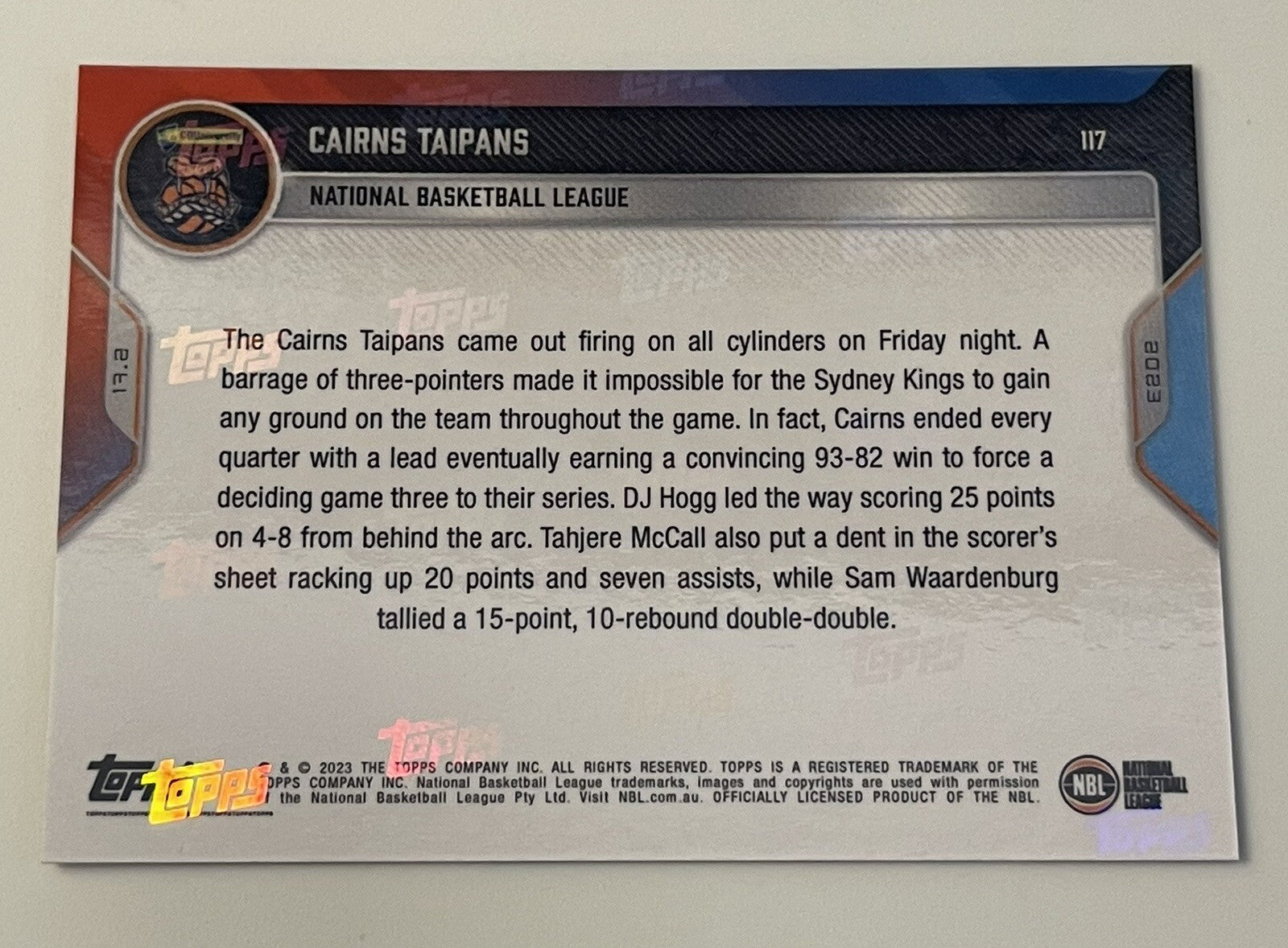 2023 Topps Now NBL CAIRNS TAIPANS Card 117 Squad Avoids Elimination Versus Kings