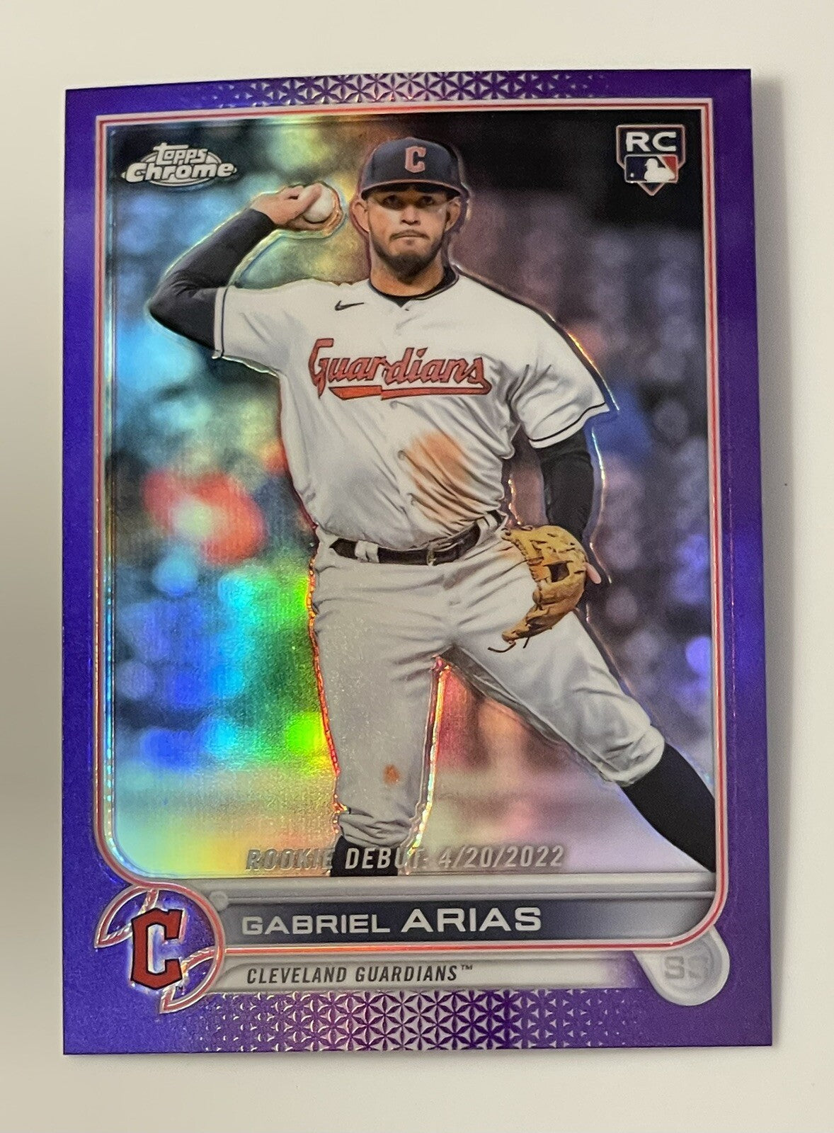 2022 Topps Chrome Update Gabriel Arias Purple Refractor Rookie #USC14 Guardians*