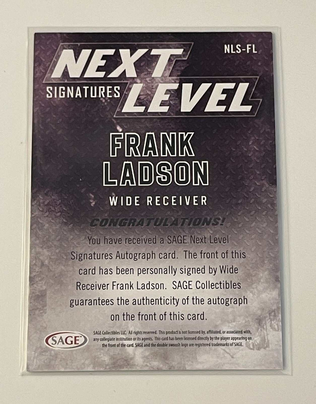 2023 SAGE High Series Frank Ladson Miami Hurricanes rookie autograph football card