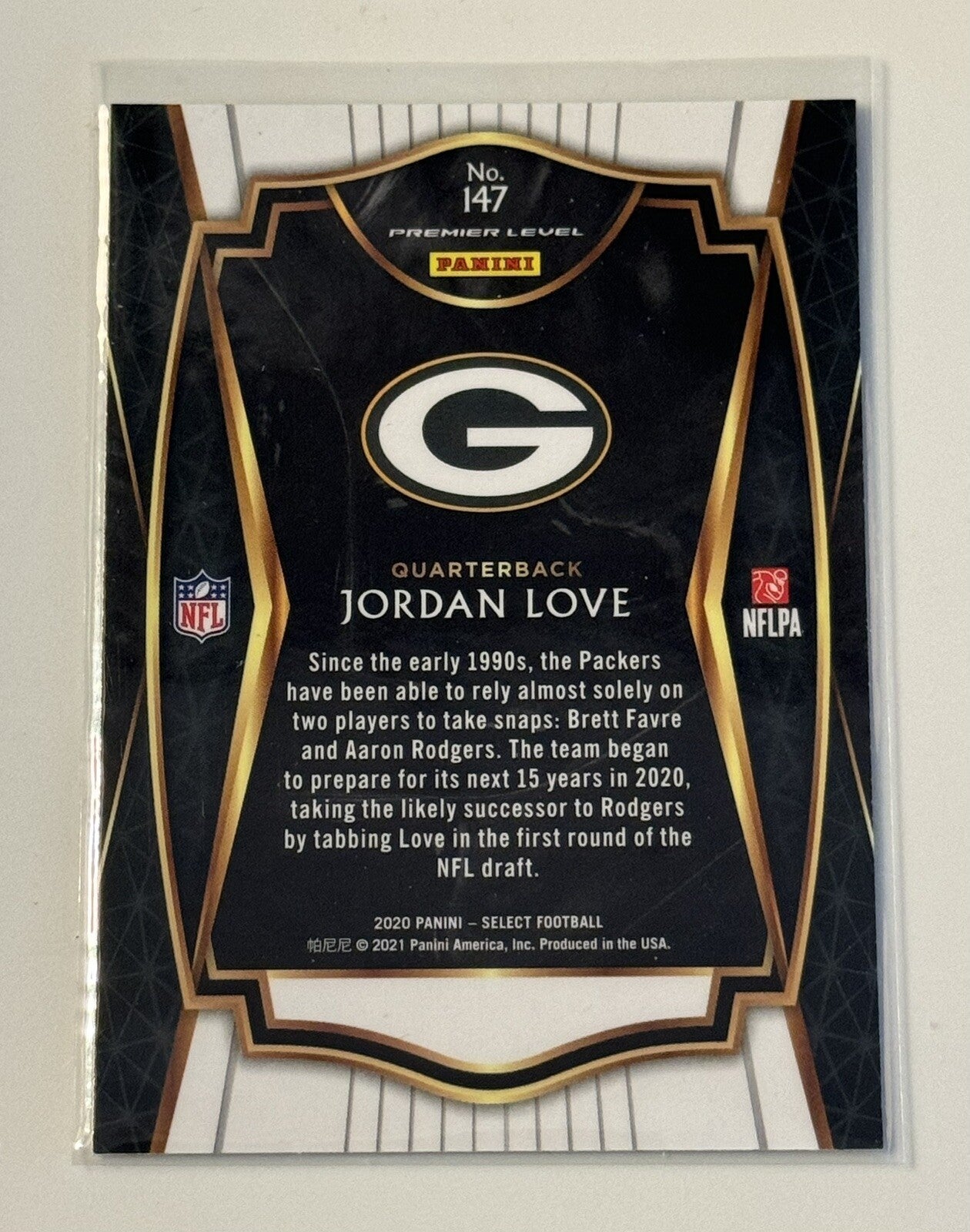 2020 Panini Select Football Jordan Love Card RC 147 - NFL Green Bay Packers Card