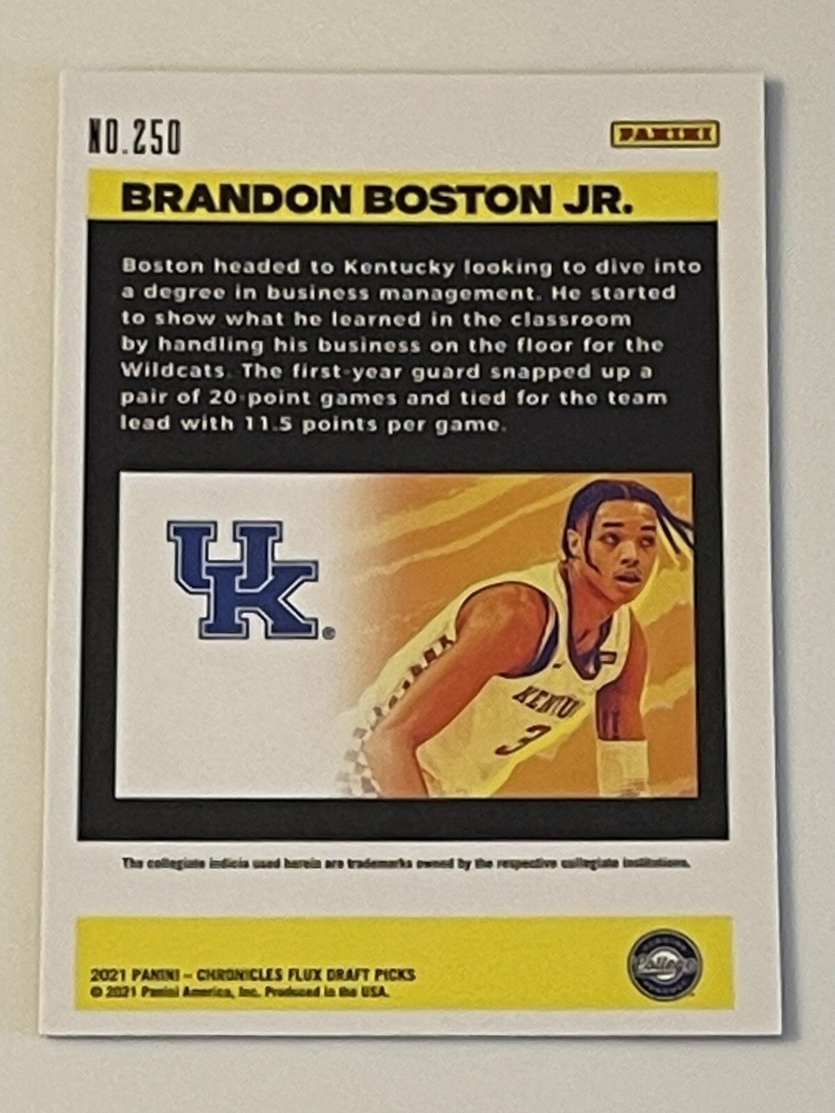 BRANDON BOSTON JR Rookie FLUX BRONZE PRIZM RC #250 2021 - CHRONICLES DRAFT PICKS