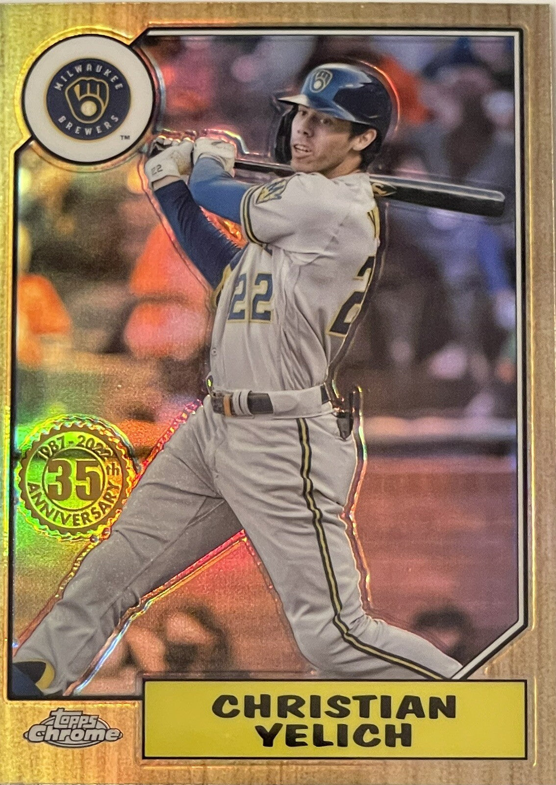 2022 Topps Chrome Christian Yelich Refractor 35th Anniversary MLB Brewers 87BC-6