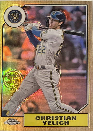 2022 Topps Chrome Christian Yelich Refractor 35th Anniversary MLB Brewers 87BC-6