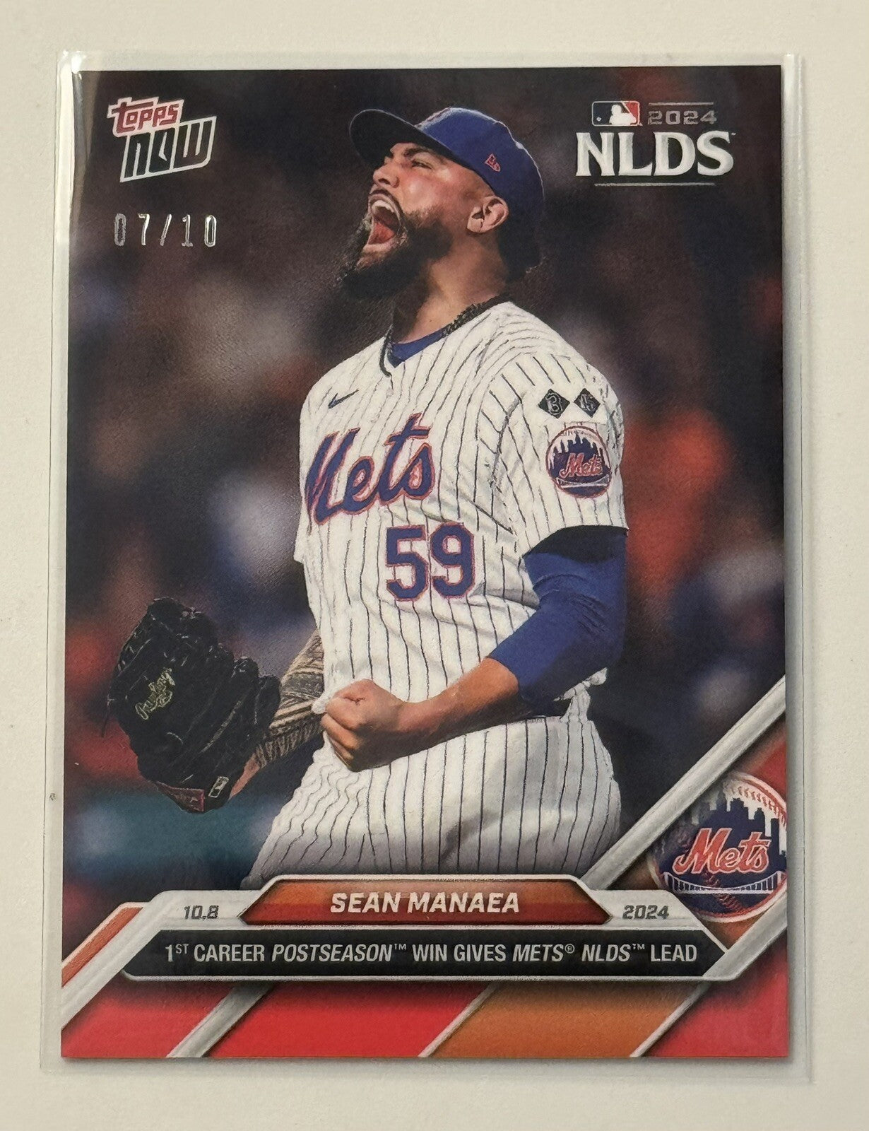 7/10* Sean Manaea* 1st Postseason Win Mets 2024 MLB Topps NOW - NY Mets Card 814