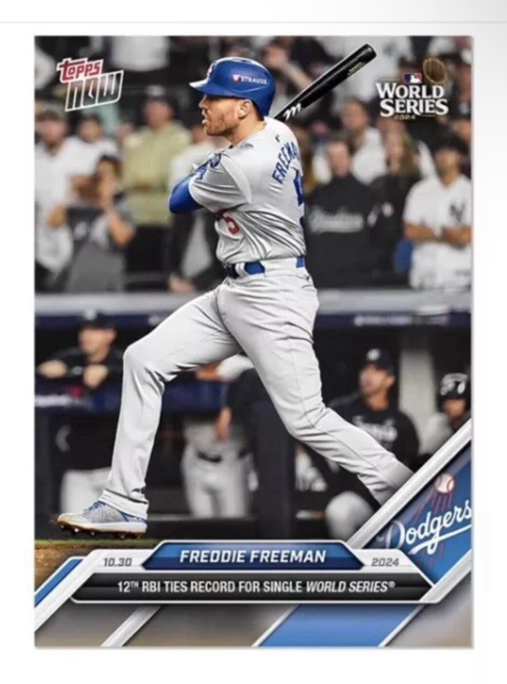 Freddie Freeman 2024 MLB Topps NOW® LA Dodgers Card 880 World Series MVP! READY!