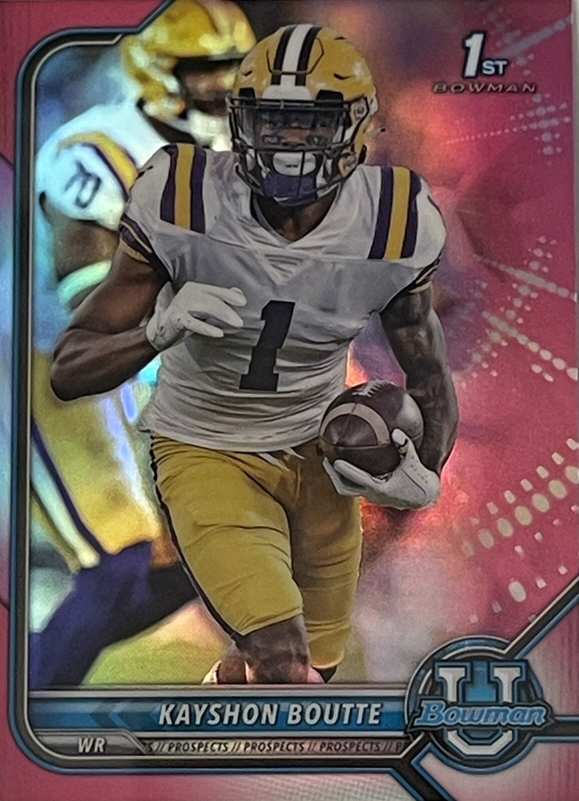 2022 1st BOWMANUNIVERSITY U KAYSHON BOUTTE LSU TIGERS CHROME PINK REFRACTOR MINT
