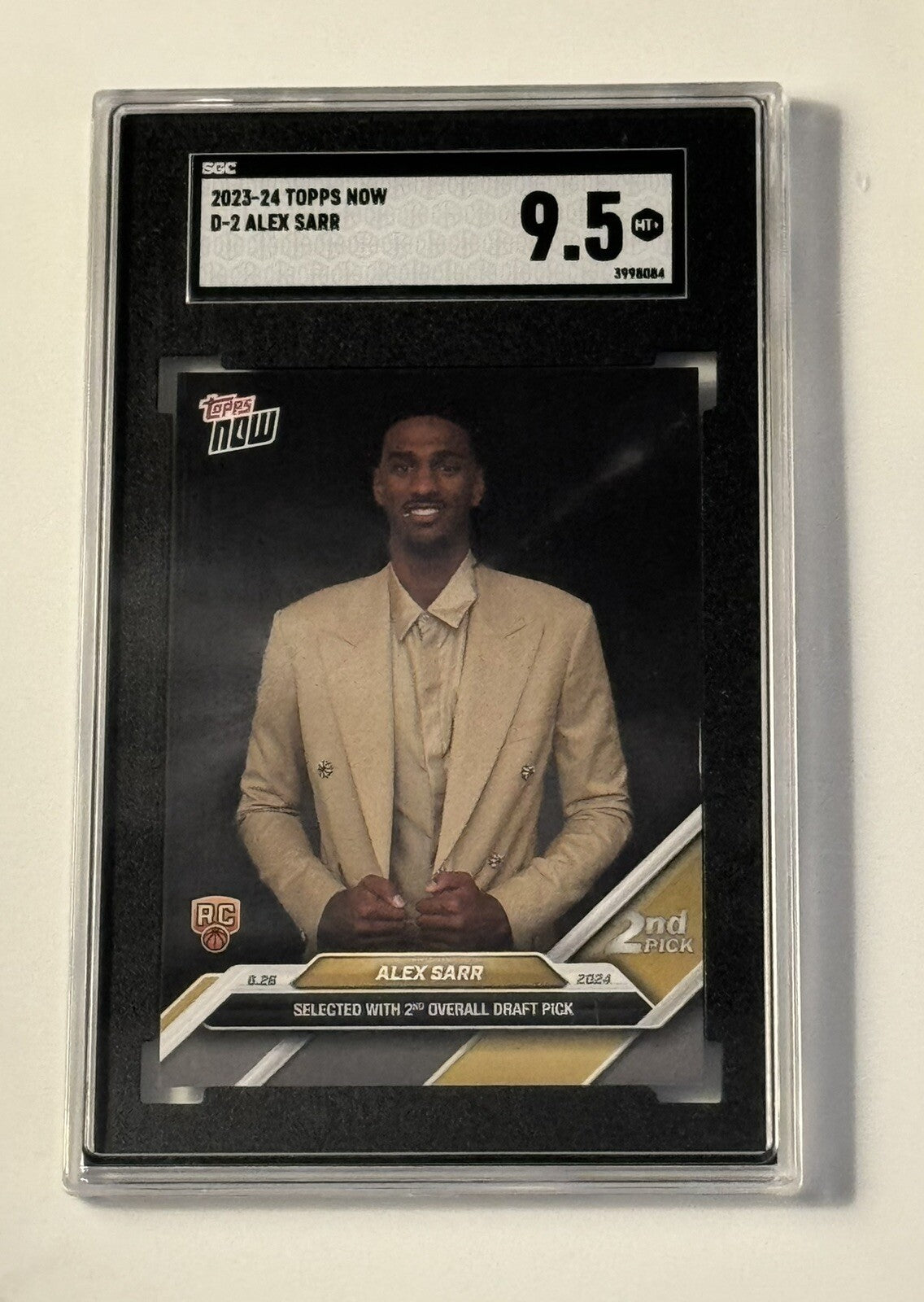 Alexandre Sarr RC* - 2024 Topps Now NBA Draft 2nd Pick D-2 - NBA Wizards SGC 9.5