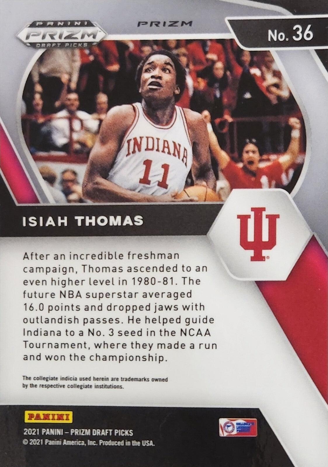Isiah Thomas 2021 Panini Prizm Draft Picks # 36 Red Ice Prizm Indiana Hoosiers