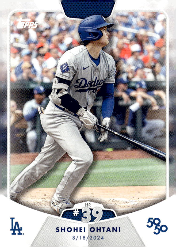 50/50 LIMITED EDITION! Shohei Ohtani MLB LA Dodgers 2024 TOPPS NOW Season #HR 39