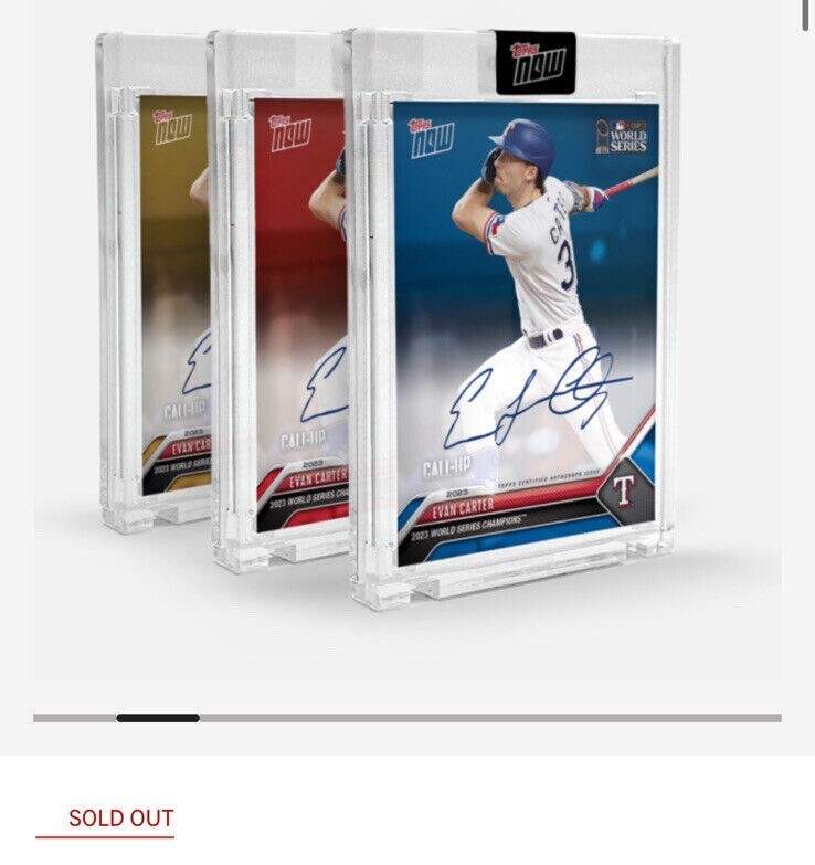 2023 Topps NOW Evan Carter autographed World Series baseball card sealed in protective case