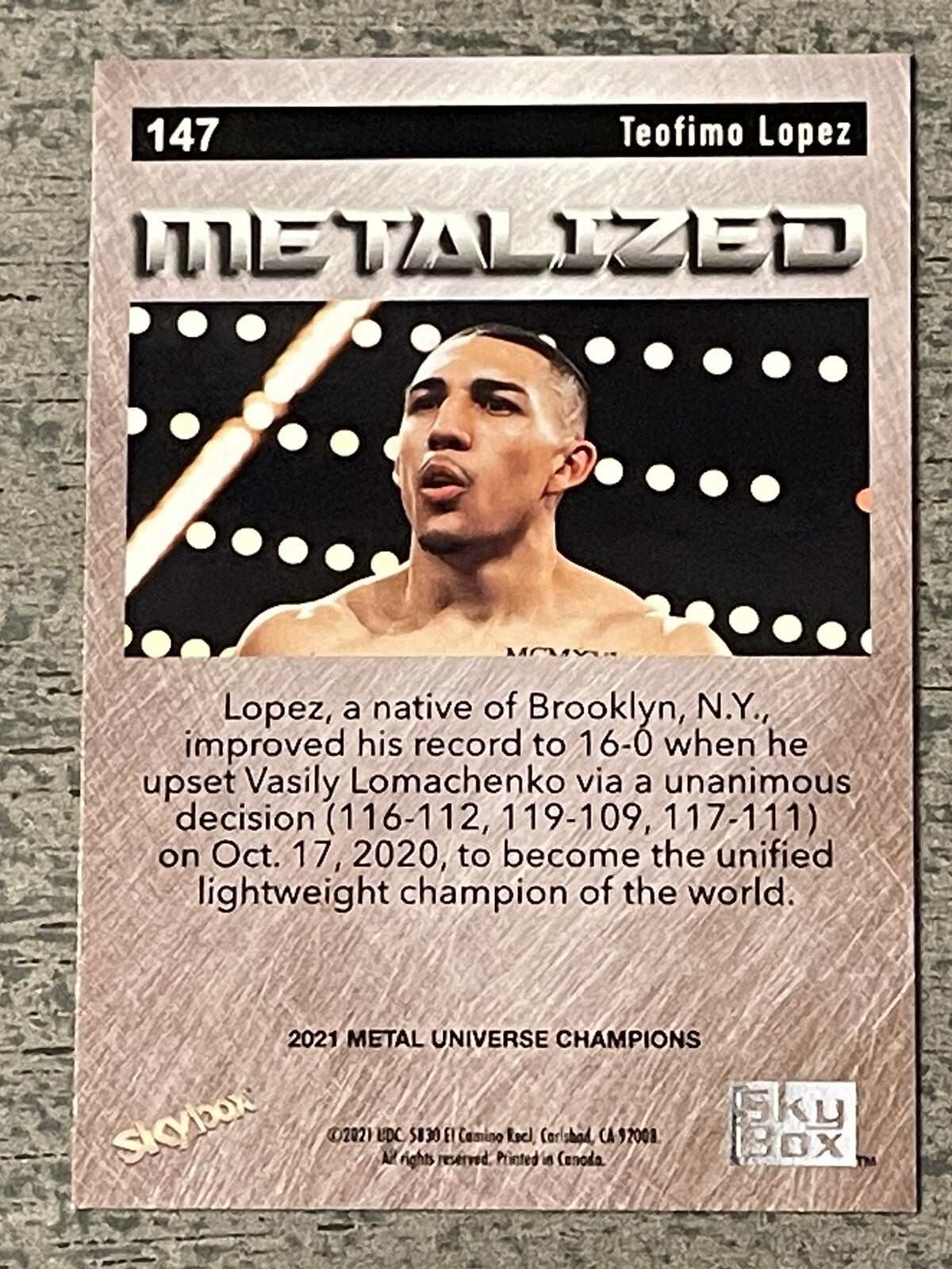 2021 Upper Deck - Skybox Metal Universe Champions Metalized #147 - Teofimo Lopez