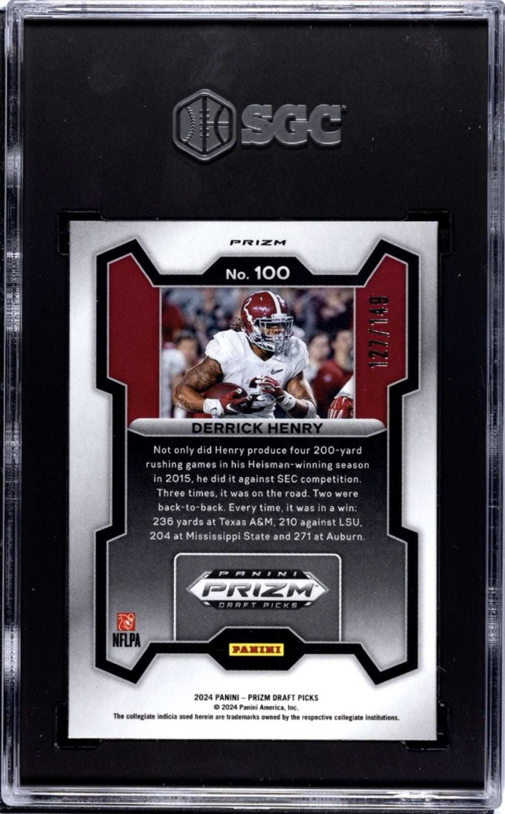 2024 Panini Prizm Derrick Henry Purple Ice Ravens/Tide graded card #108 SGC 9.5
